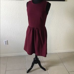 J Crew burgundy fit and flare dress size medium
